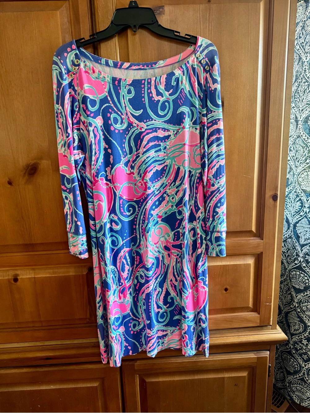 Lilly Pulitzer Navy, Pink & Mint Floral Scoop Neck Top